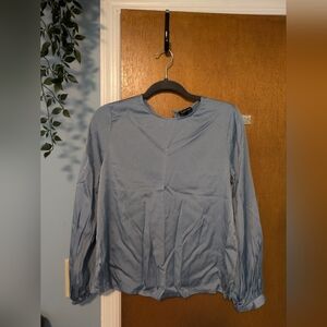 Eileen Fisher long sleeve silk blouse, crew neck